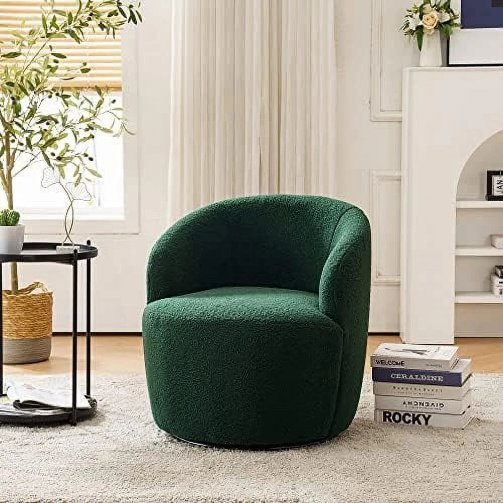 Cream Boucle Barrel Swivel Accent Chair L9411