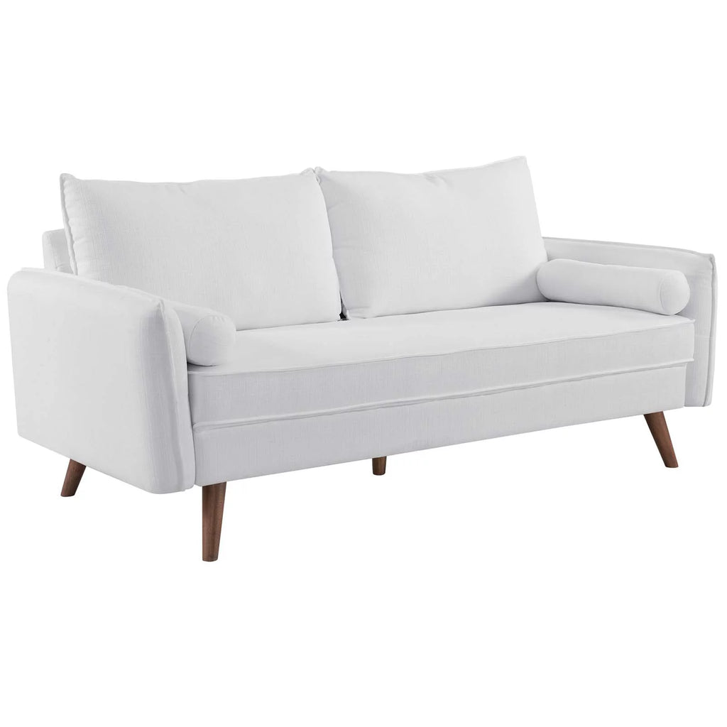 White Upholstered Fabric Sofa and Loveseat Set O299891
