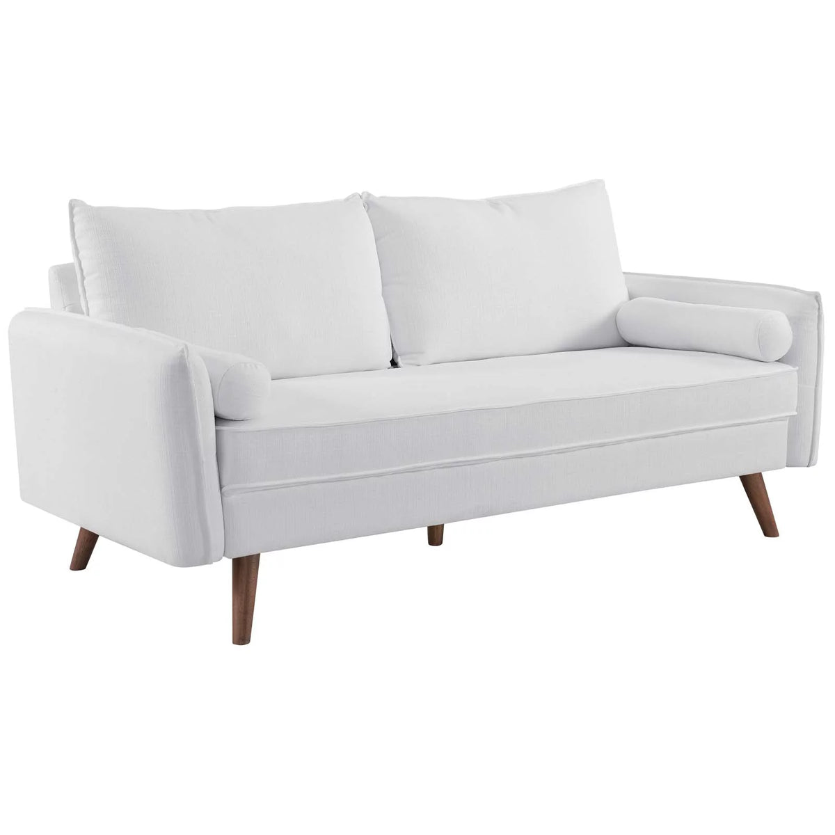 White Upholstered Fabric Sofa and Loveseat Set O299891