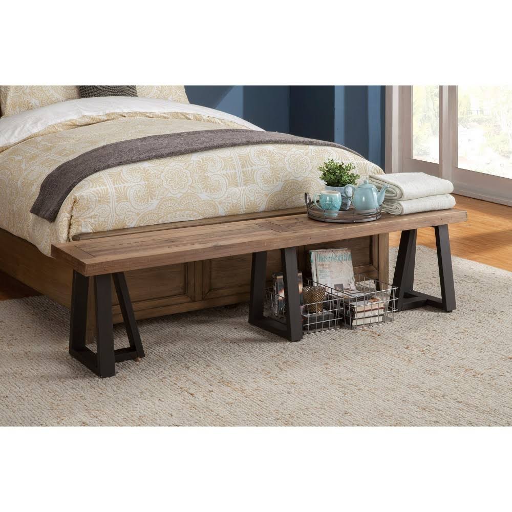 Wood and Metal Dining Bench Brown P8443