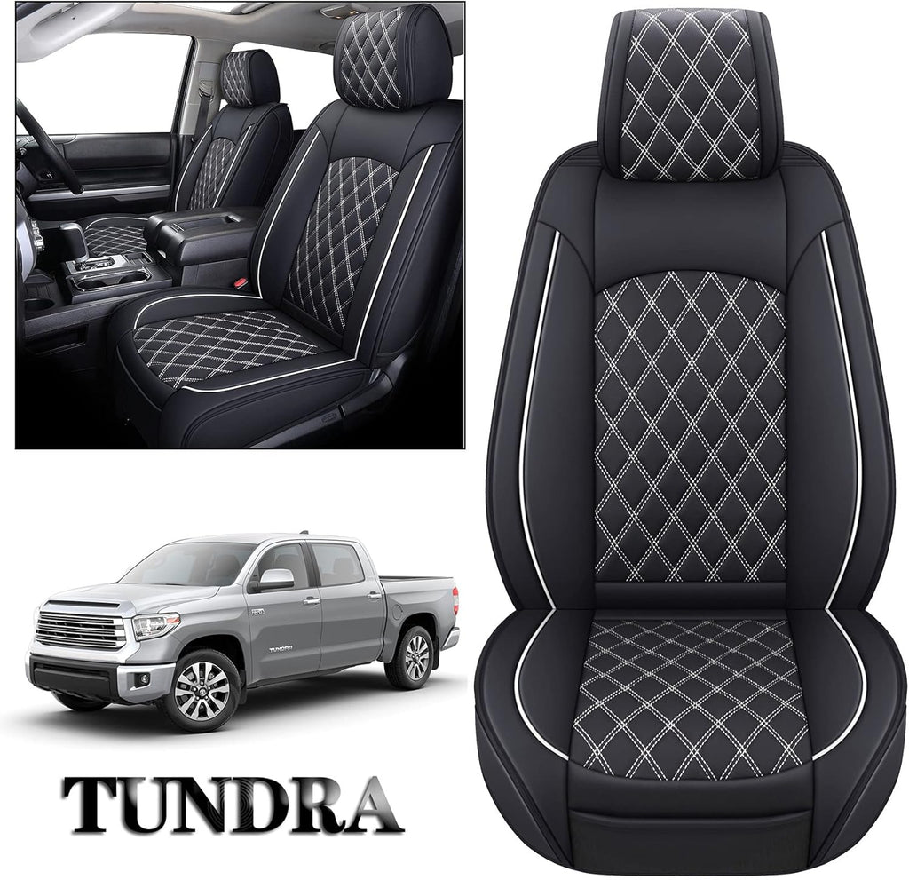 Black Leather Seat Covers for Toyota Tundra Crewmax Double Cab Split Bench 40/60 5 PCS Full Set T9924