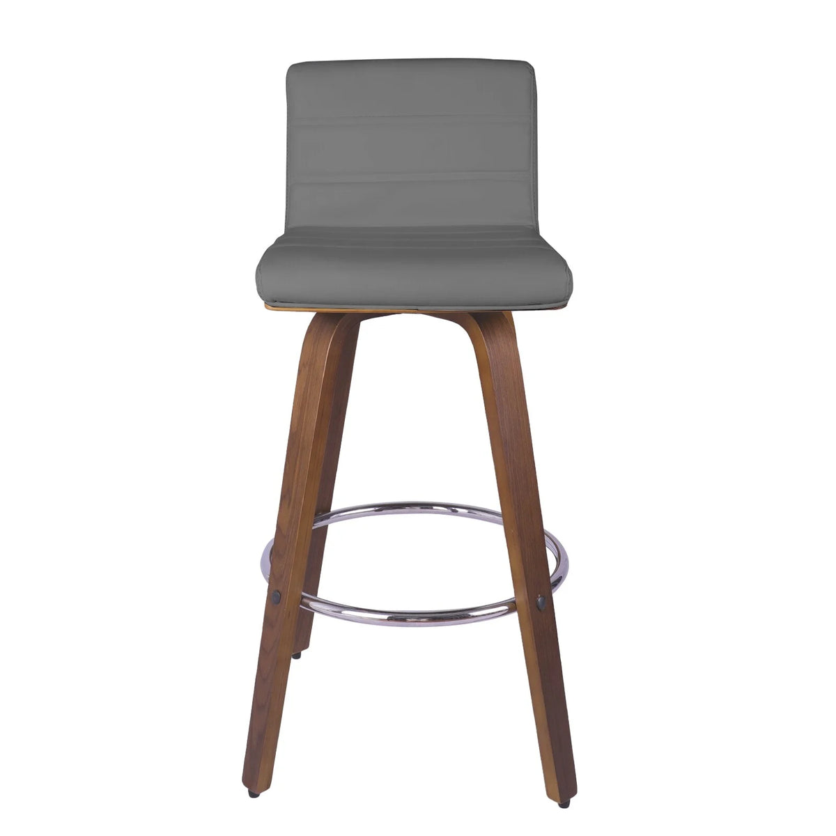 Grey PU Leather Swivel Barstool with Wood Legs O640