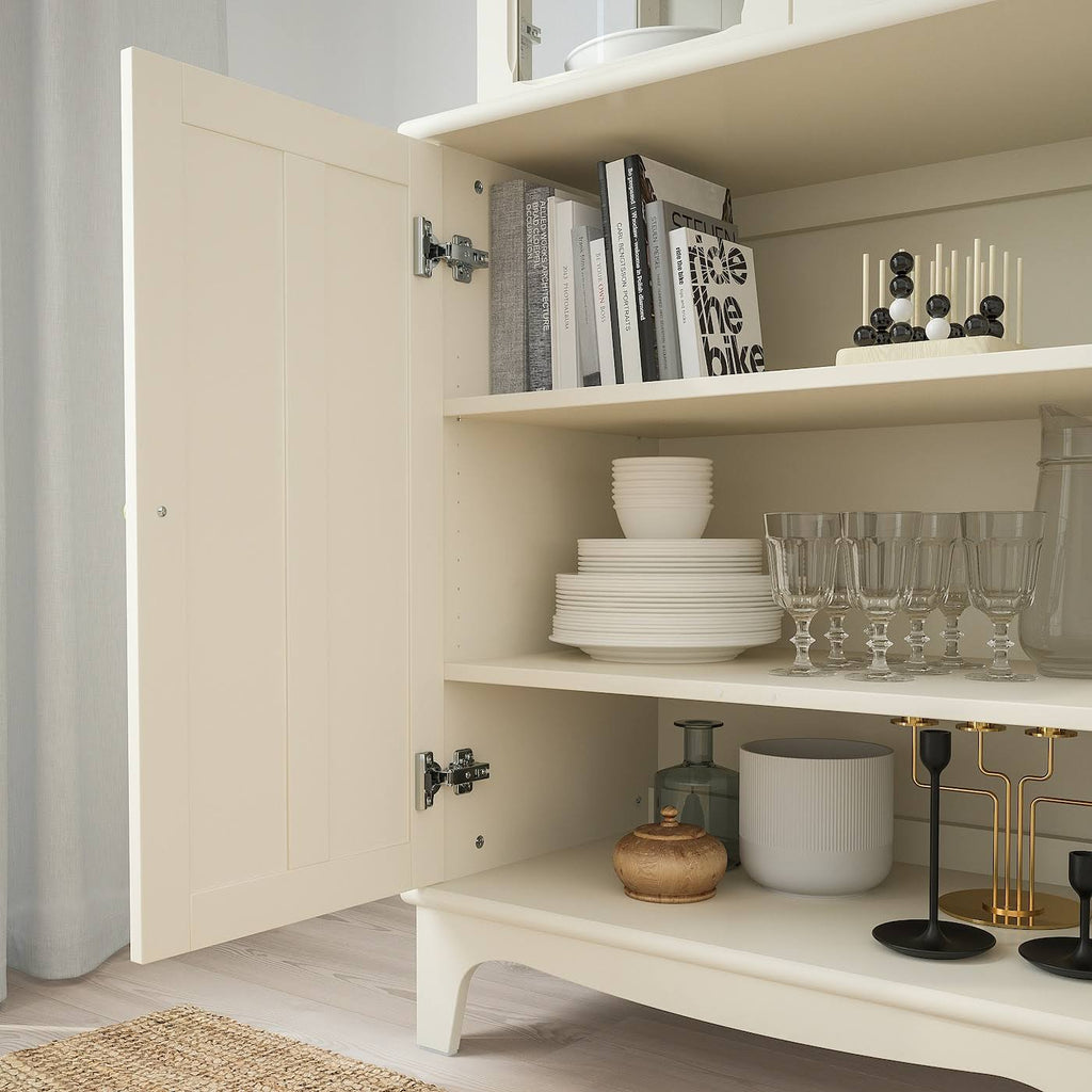 Light Beige Cabinet with Glass Doors E48340