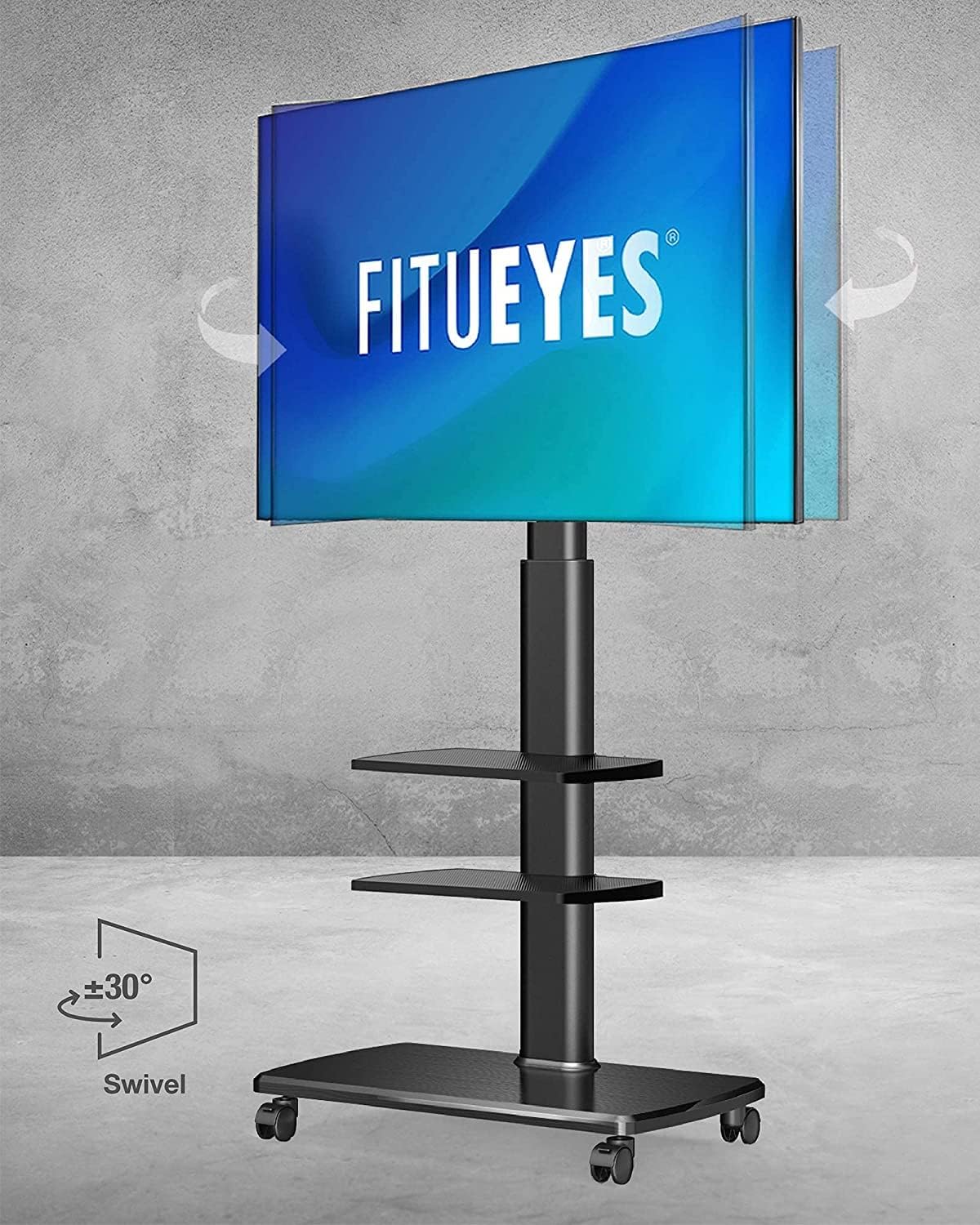 Black Rolling TV Stand for 32-65 Inch TVs C6133