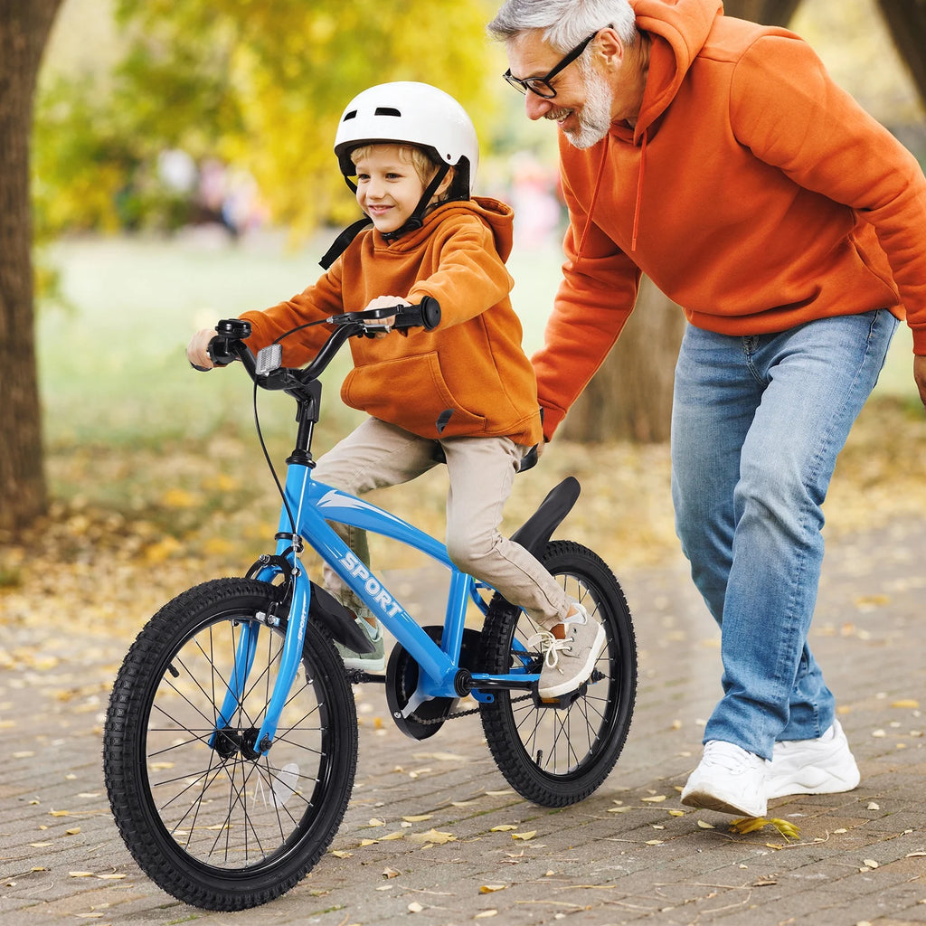18 Kids Blue Bike with Removable Training Wheels K827