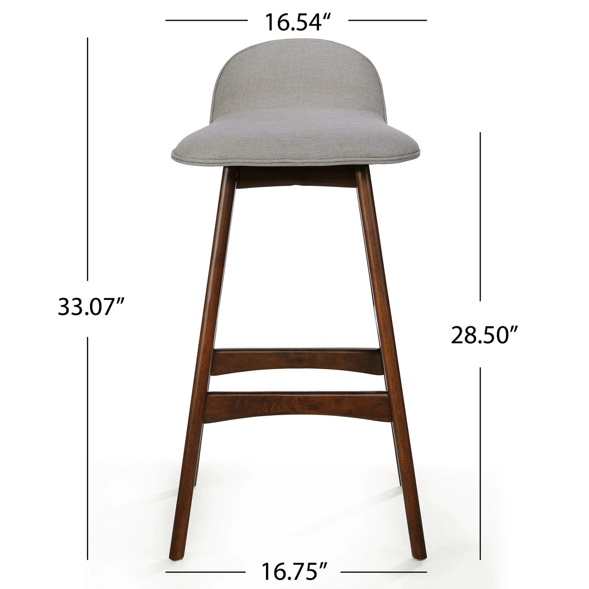 Light Gray and Natural Walnut Upholstered Barstools Set of 2 V7304
