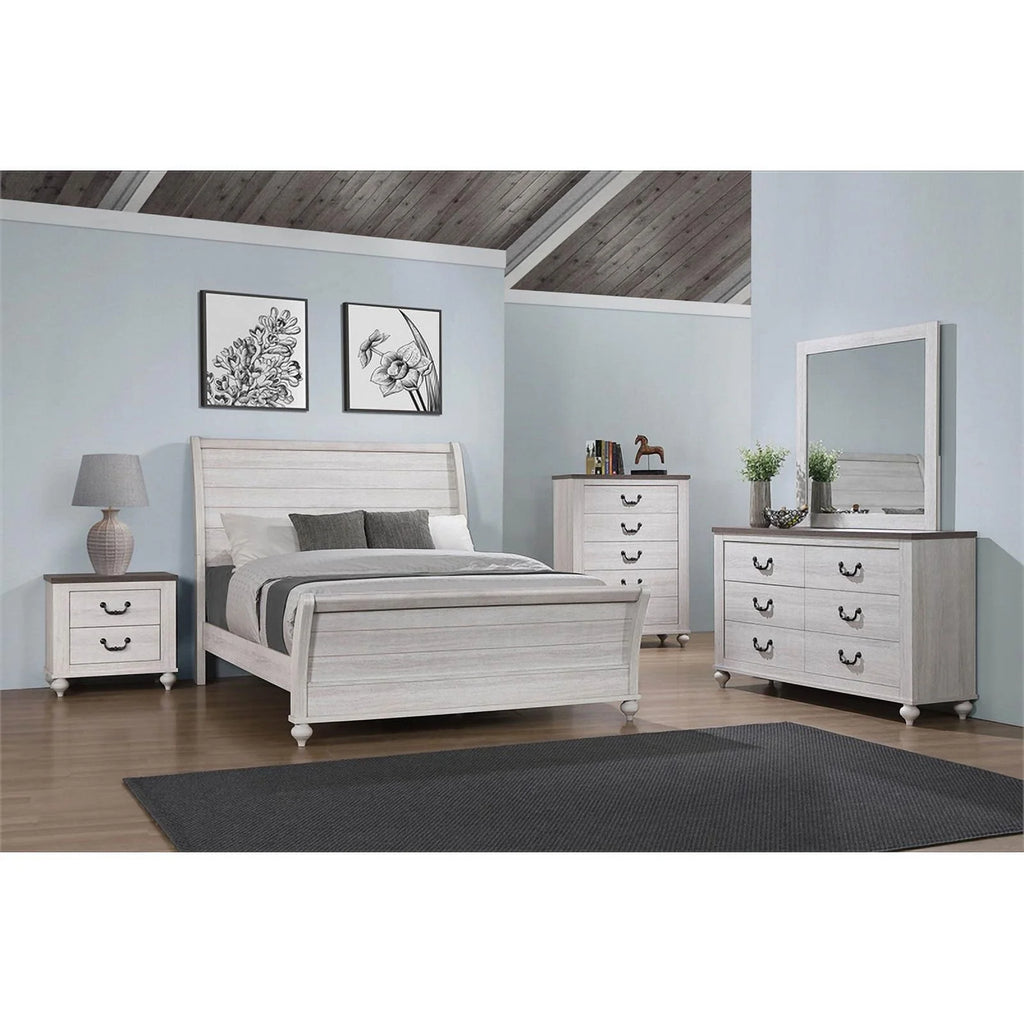 Gray Wood Eastern King Sleigh Panel Bed A9436