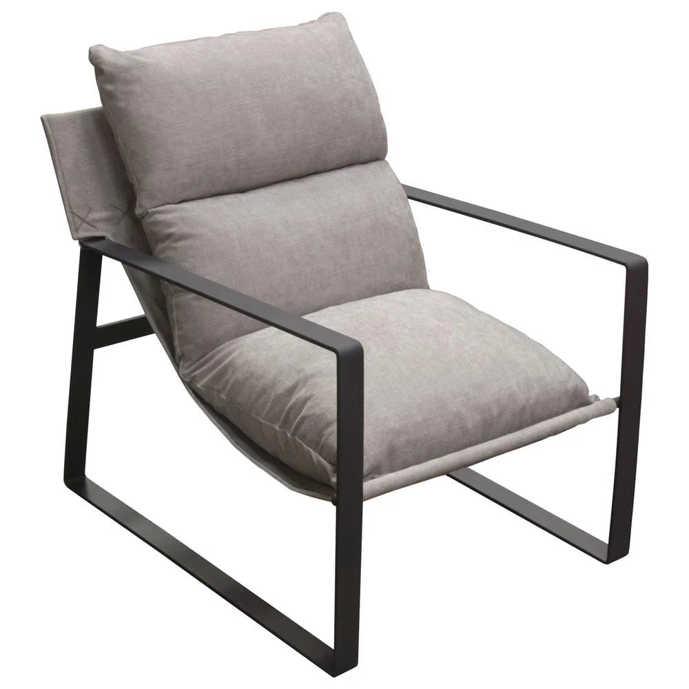 Grey Fabric Accent Chair with Black Metal Frame H885246