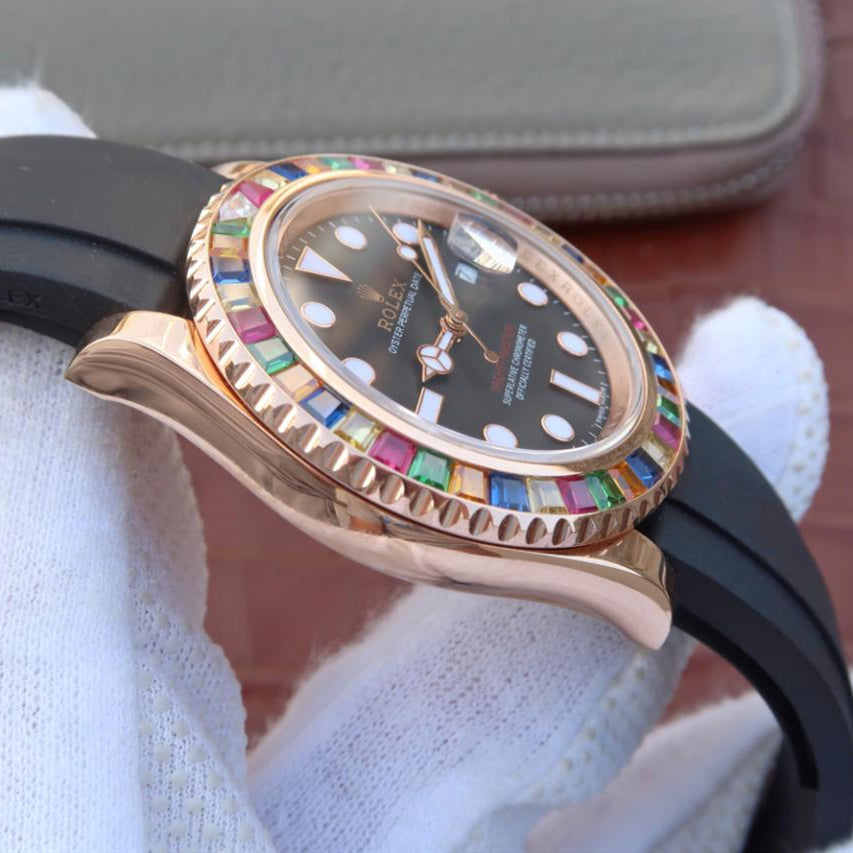 Black Dial Rubber Strap 40mm Watch Y90177