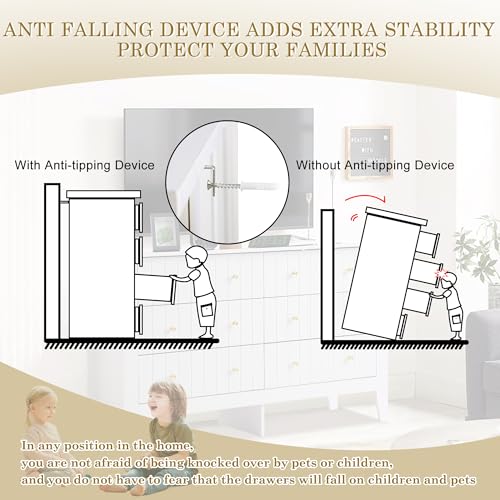 White 6 Drawer Wood Dresser with Metal Handle Q3865