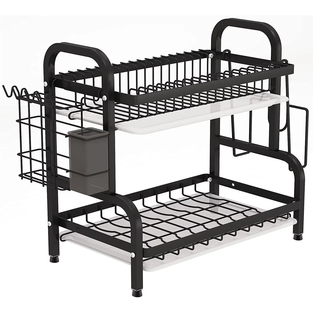 Adjustable 2-Tier Dish Drying Rack with Cutting Board Holder Z886698