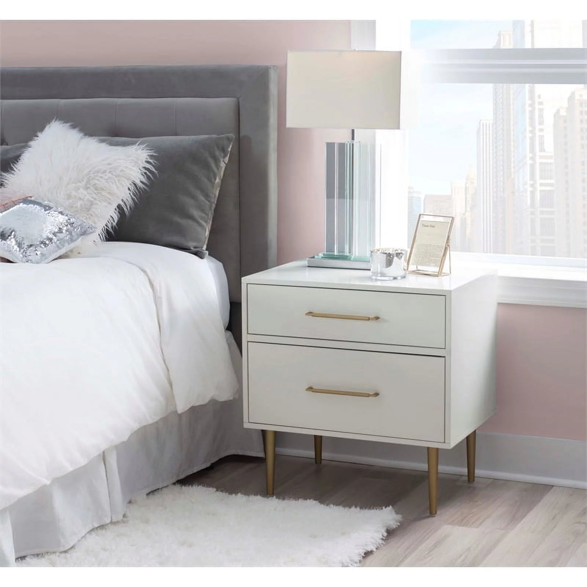 Wood Two Drawer Nightstand Set of 2 Z4633
