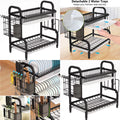 Adjustable 2-Tier Dish Drying Rack with Cutting Board Holder Z886698