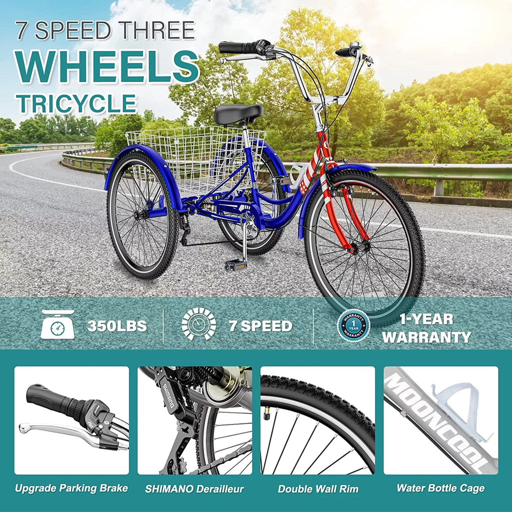 20/24/26 inch Adult Tricycle 3 Wheel Bike with Cargo Basket V807928