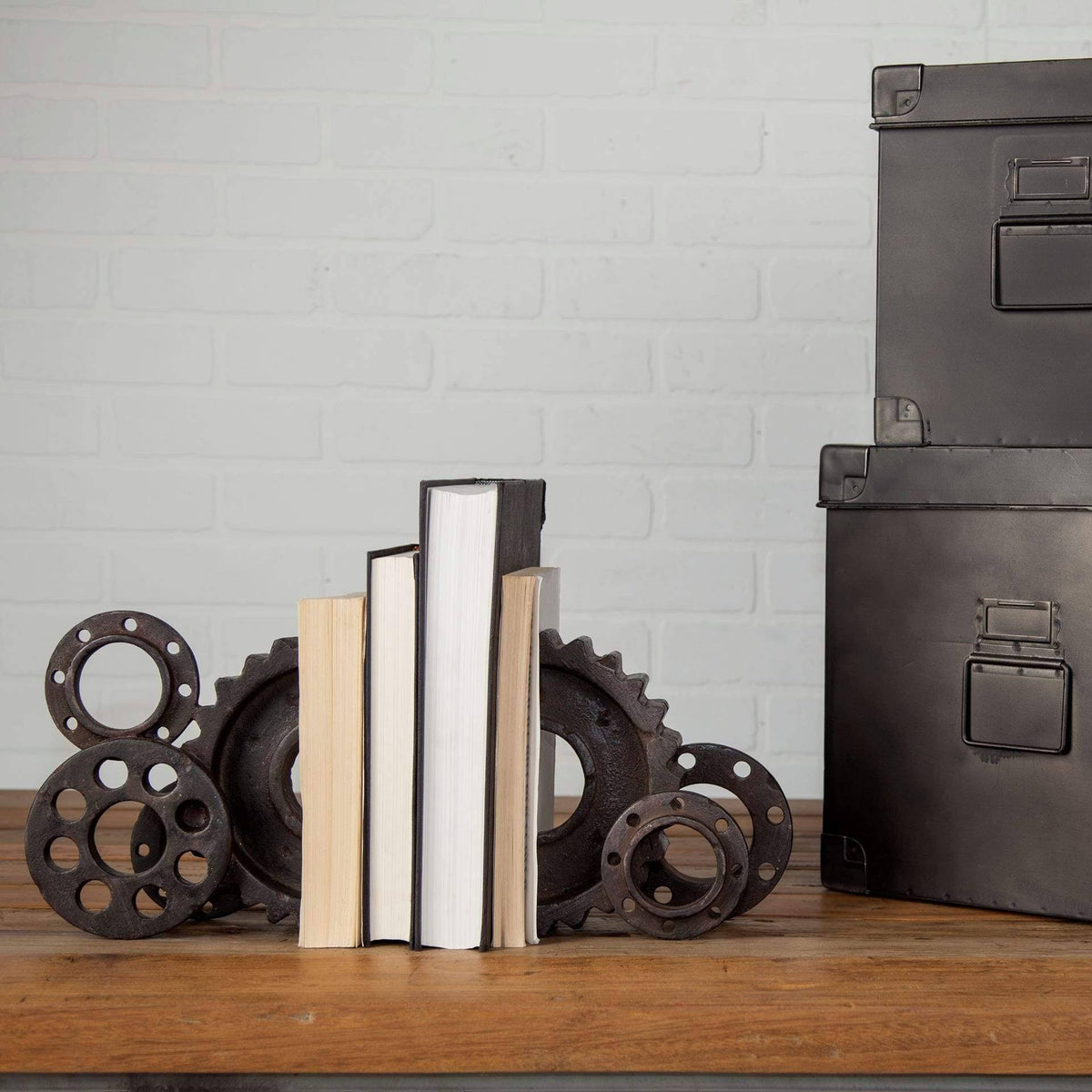 Black Matte Industrial Resin Bookend K17336