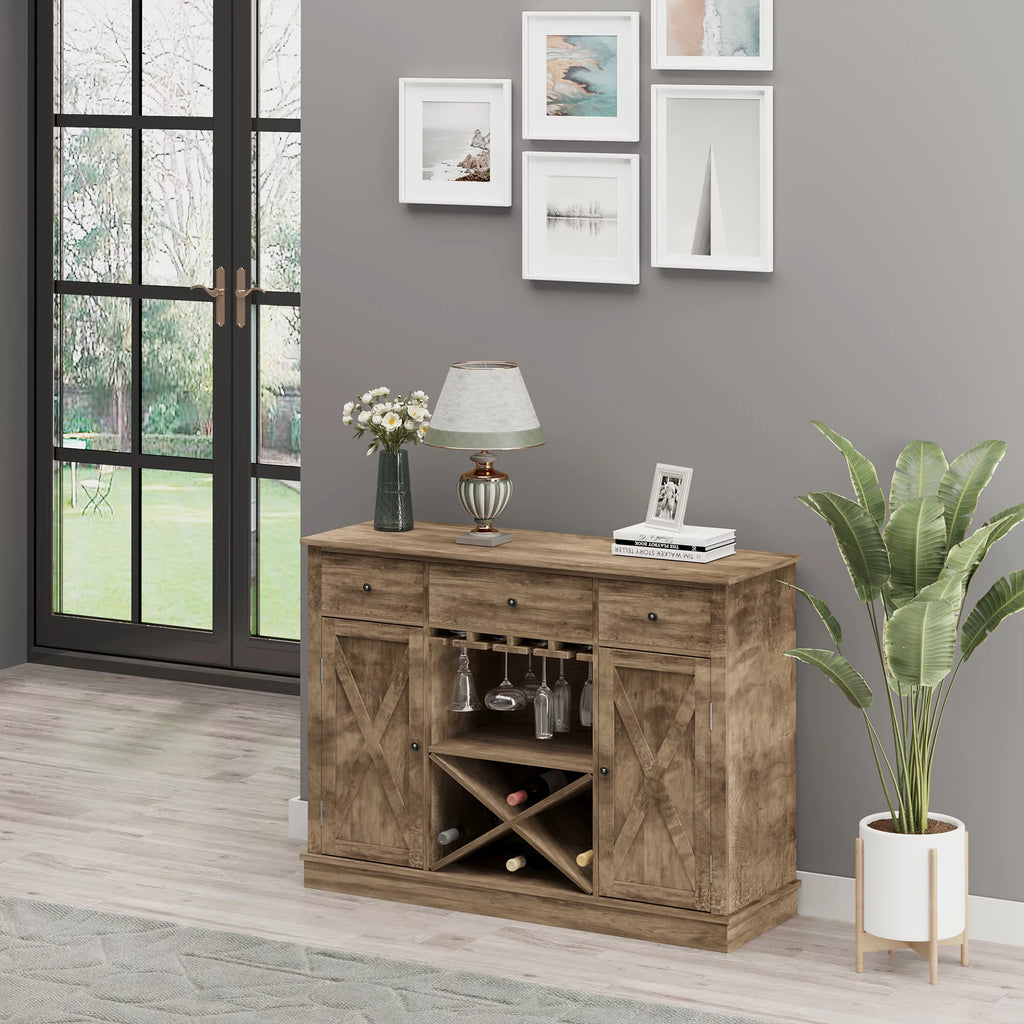 Farmhouse Coffee Bar Cabinet with 3 Drawers S19934