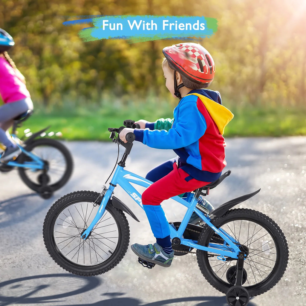 18 Kids Blue Bike with Removable Training Wheels K827