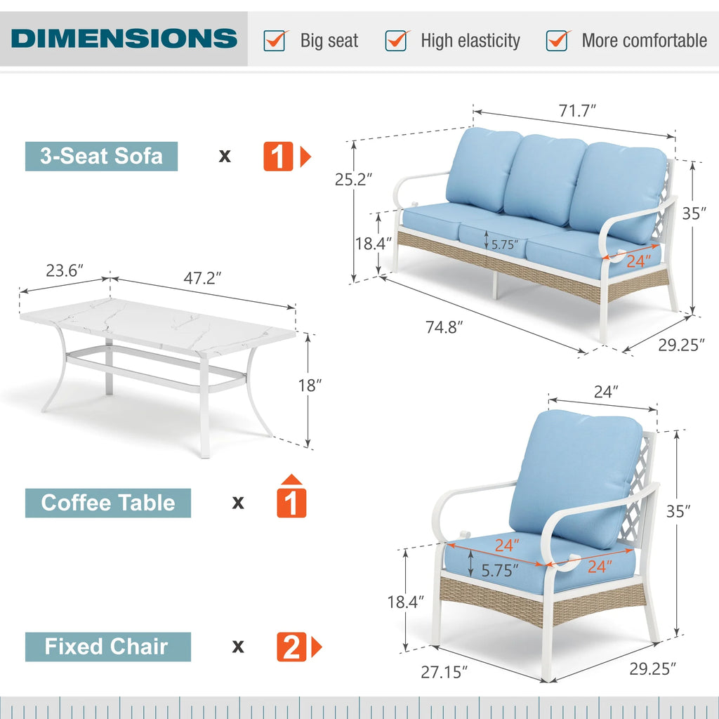 4 Piece Blue Patio Conversation Set Z659