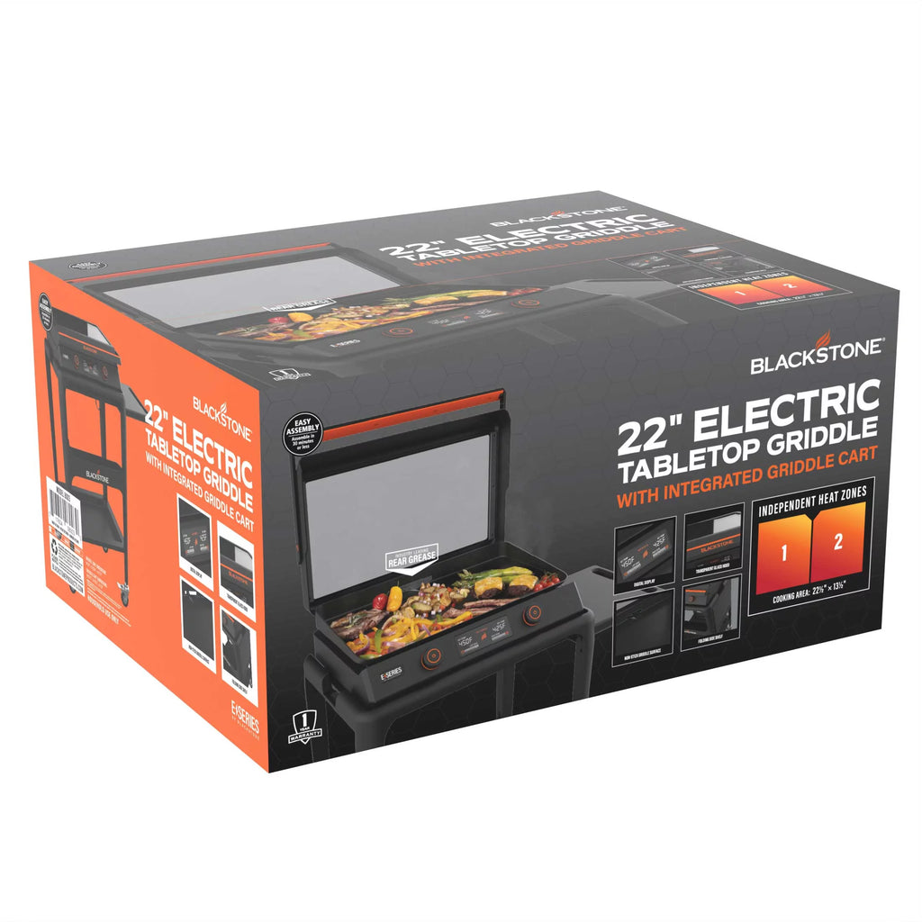 2-Burner Electric Tabletop Griddle with Prep Cart E91656
