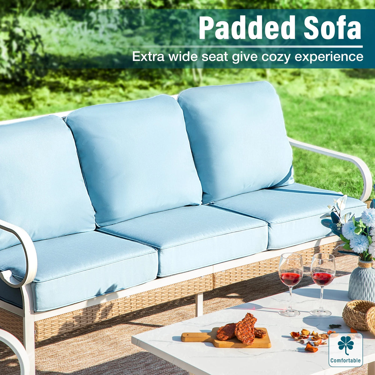4 Piece Blue Patio Conversation Set Z659