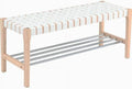 Brown Woven Straps Entryway Bench R215140