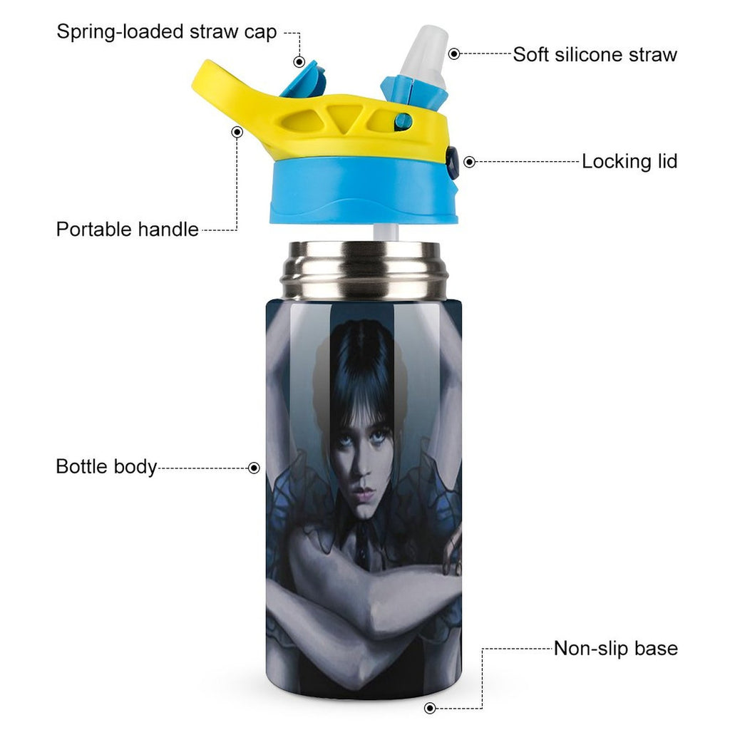 Stainless Steel Water Bottle with Straw O661358