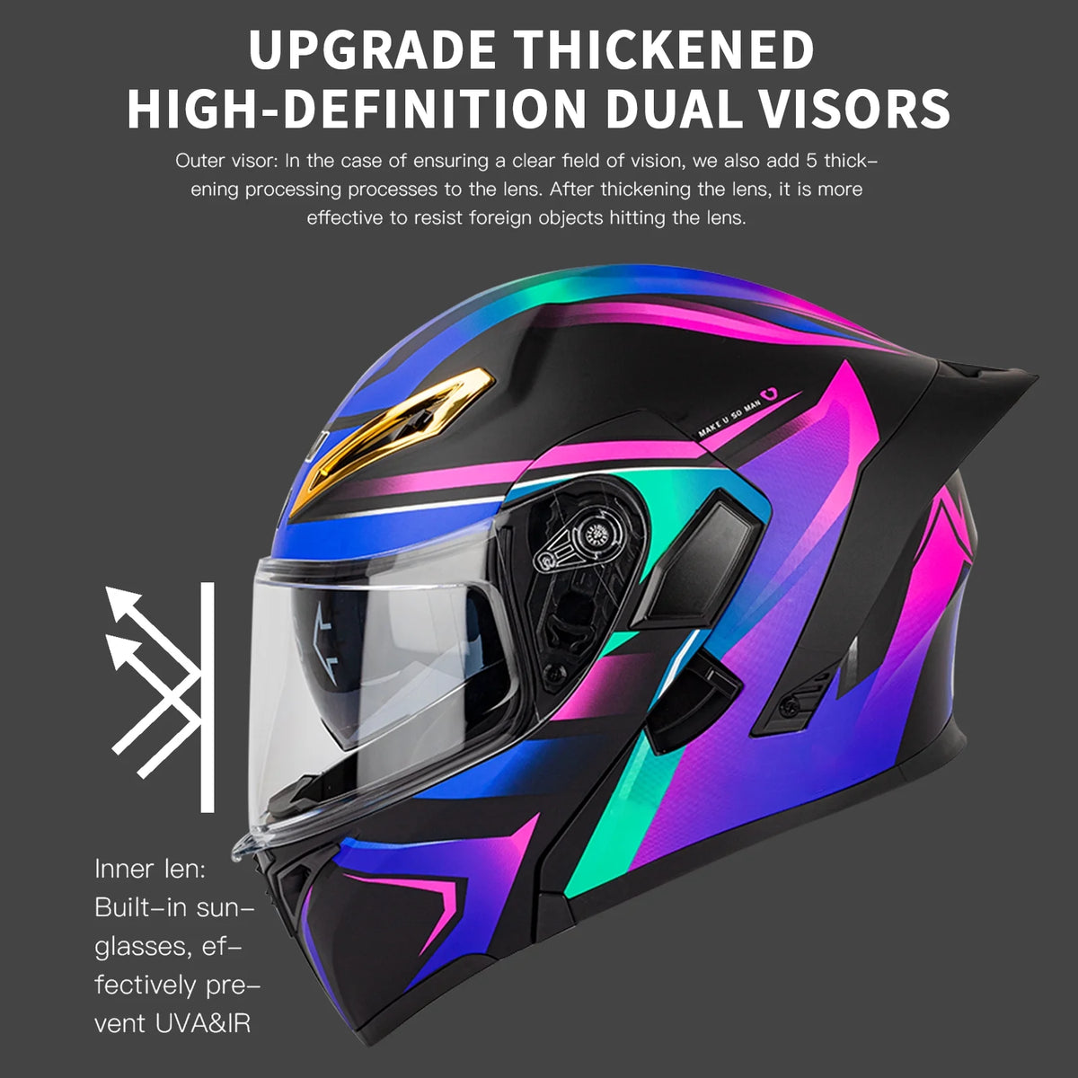 Dual Visor Flip Breathable Motorbike Helmet S624433