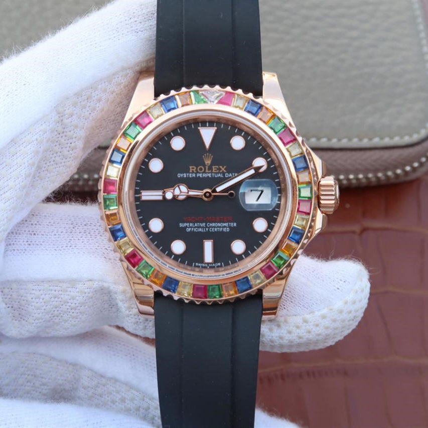 Black Dial Rubber Strap 40mm Watch Y90177