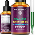 Organic Sea Moss Liquid Extract with Black Seed Oil, Bladderwrack & Burdock Root, 1000mg, 4 in 1, Raspberry Flavor, Vegan K3771