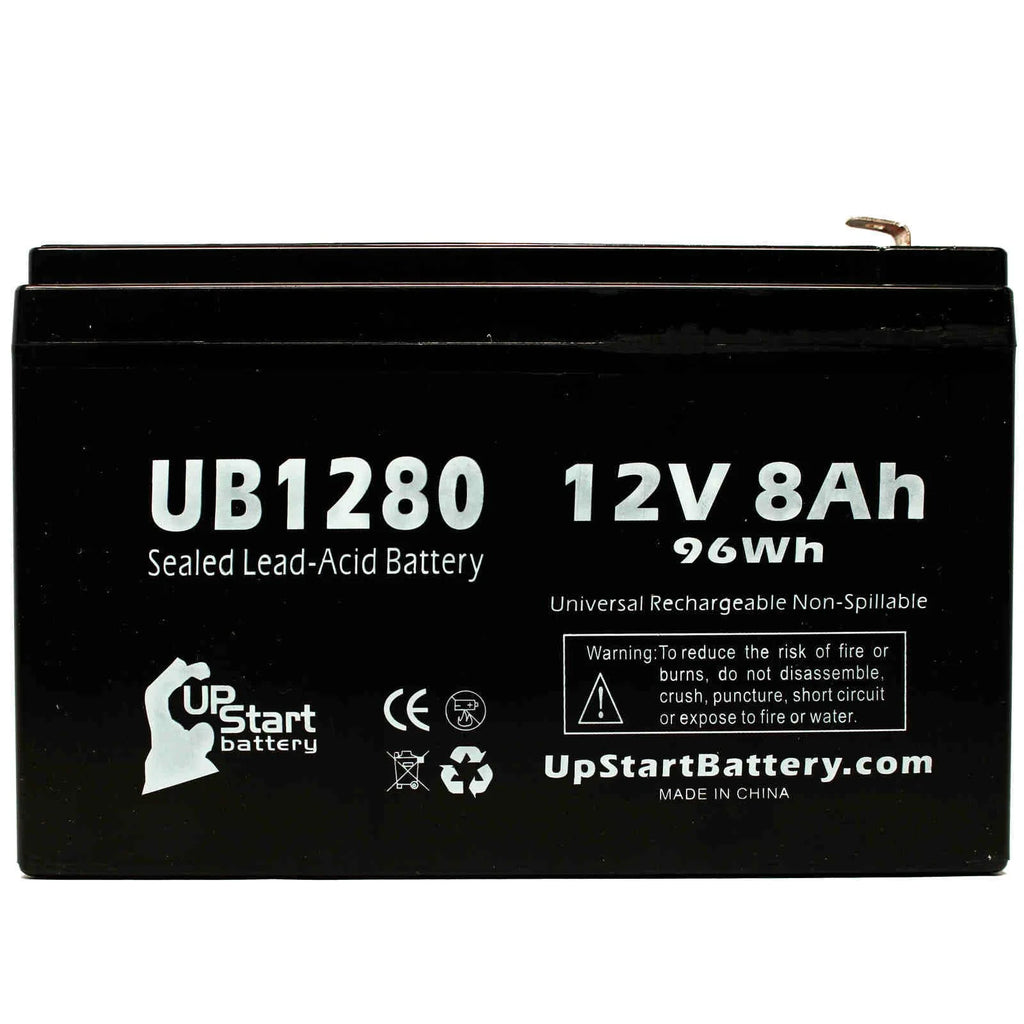 2x Pack Sealed Lead Acid Battery (12V, 8Ah, 8000mAh, F1 Terminal, AGM) with 4 F1 to F2 Terminal Adapters D239145