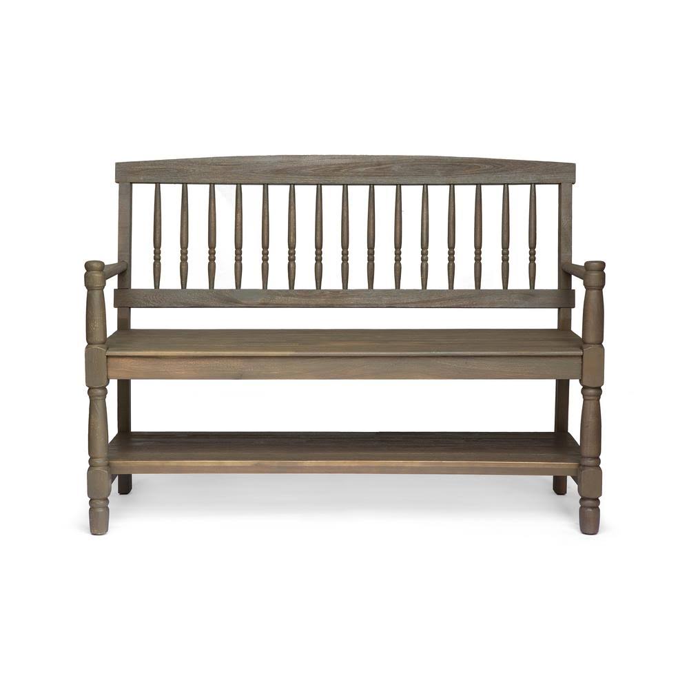 Gray Acacia Wood Bench with Shelf T897