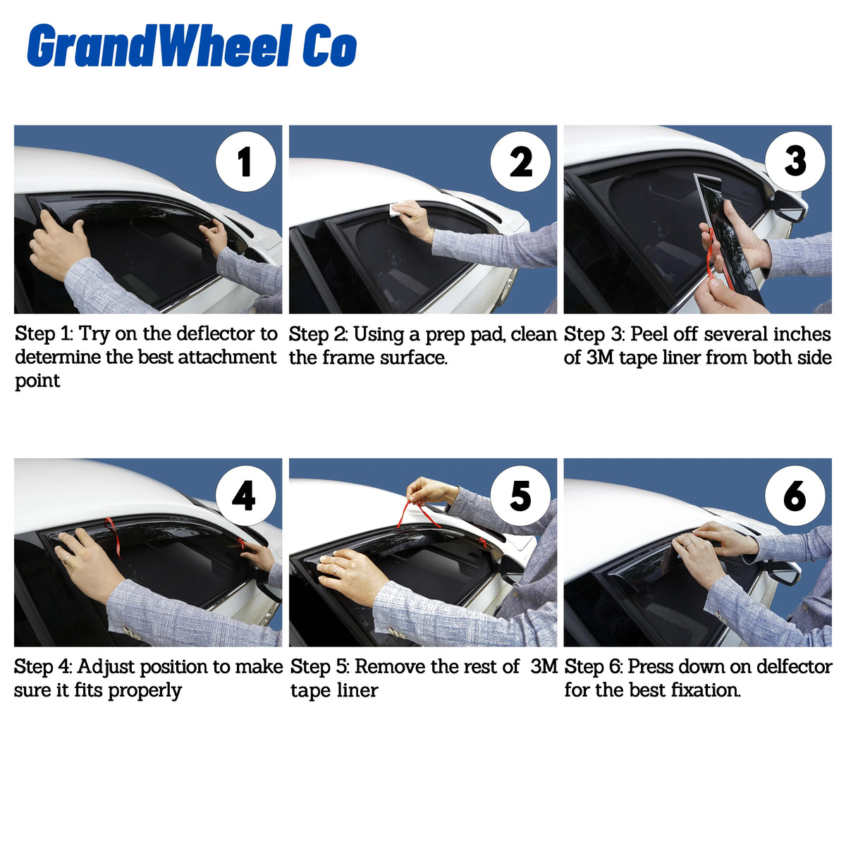 Smoke Tinted Tape-On Side Window Vent Visor Deflectors Rain Guards 4pcs E68735
