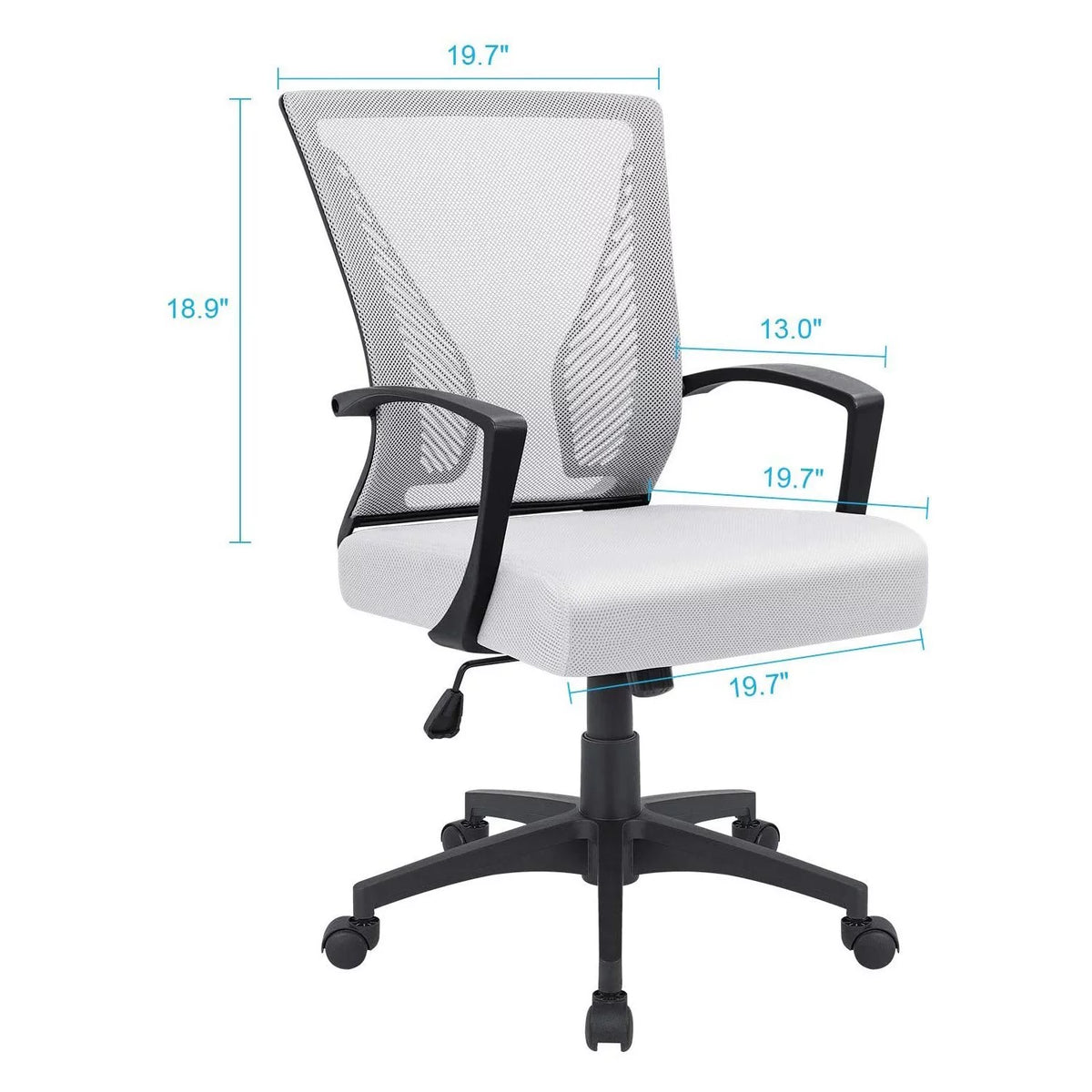 White Ergonomic Mesh Office Chair with Armrest C11855