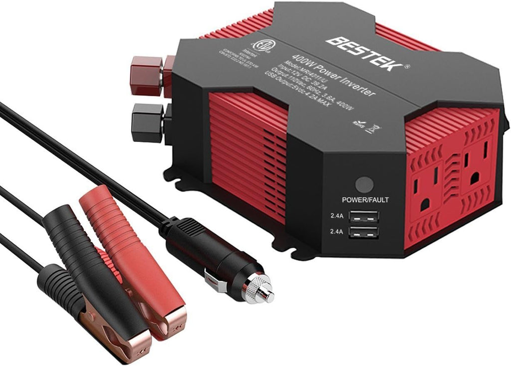 400W Car Power Inverter DC 12V to AC 110V with 4 USB Charging Ports Pack of 2 N6068