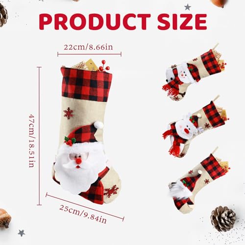 18.5'' Burlap Plaid Christmas Stockings 1-Pack Q80714
