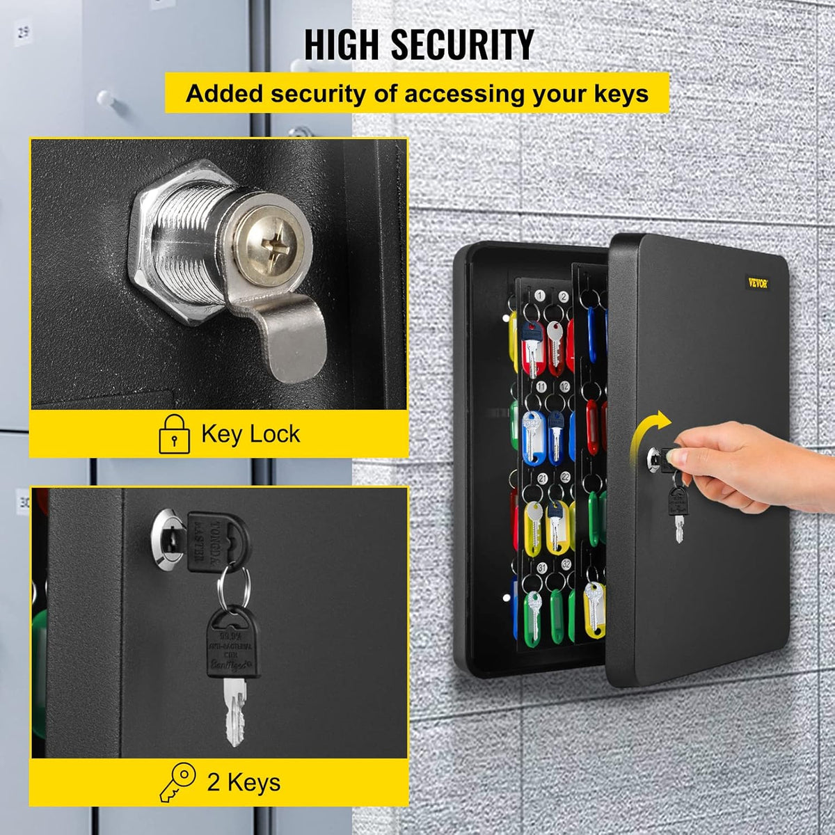 Black Wall Mounted Steel Key Cabinet (240 Positions) K314991