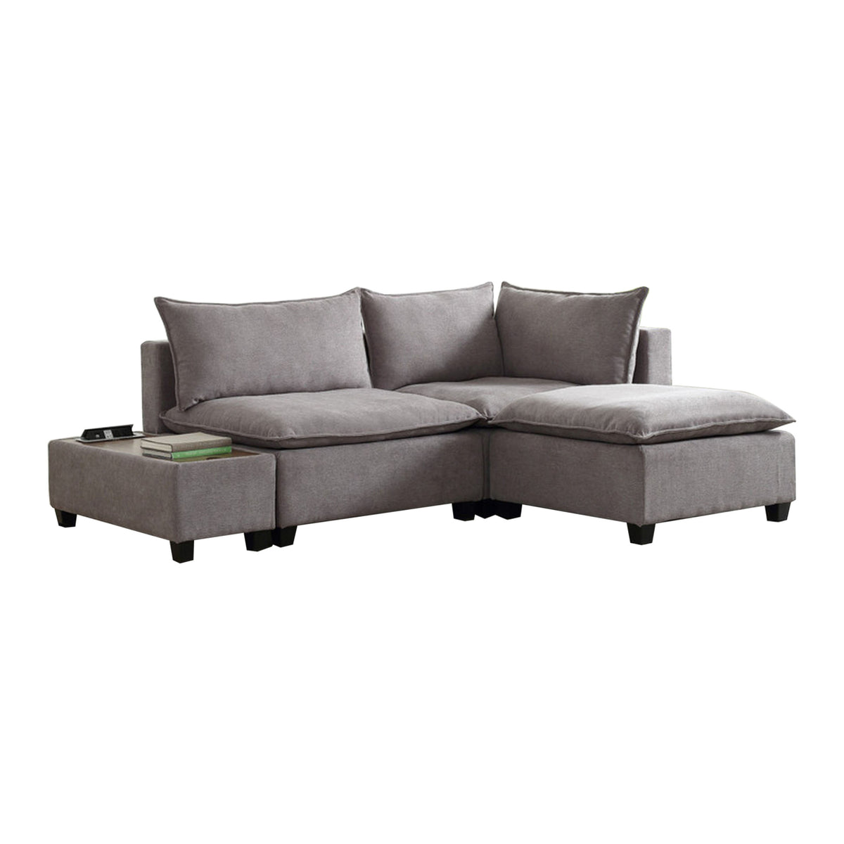 95 Inch Loveseat, Ottoman, and Console Table Set, Gray N29859