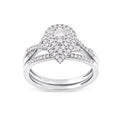1/2Ct TDW Diamond 10k White Gold Pear Shape Halo Bridal Set C841749