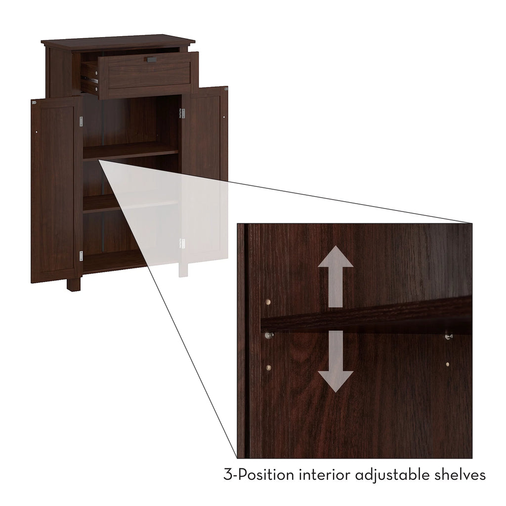 Two-Door Floor Cabinet, Dark Woodgrain O374