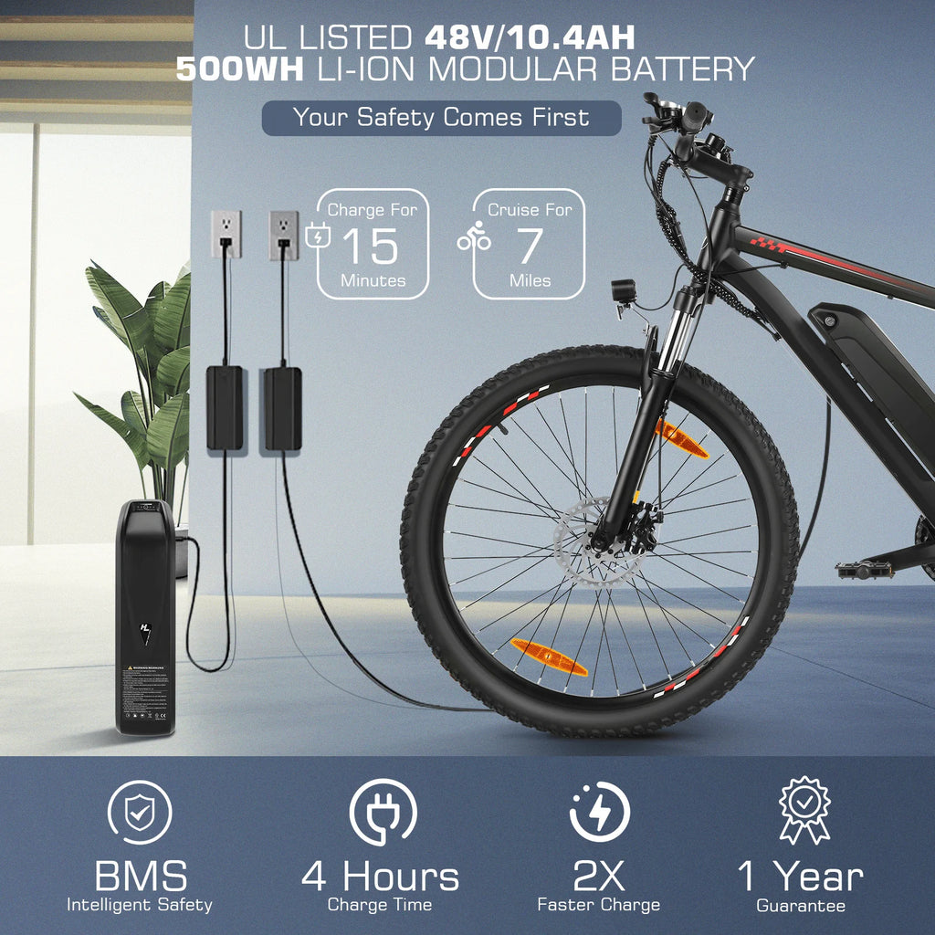 Electric Bike 26 500W 48V 10.4Ah 19.8MPH T823
