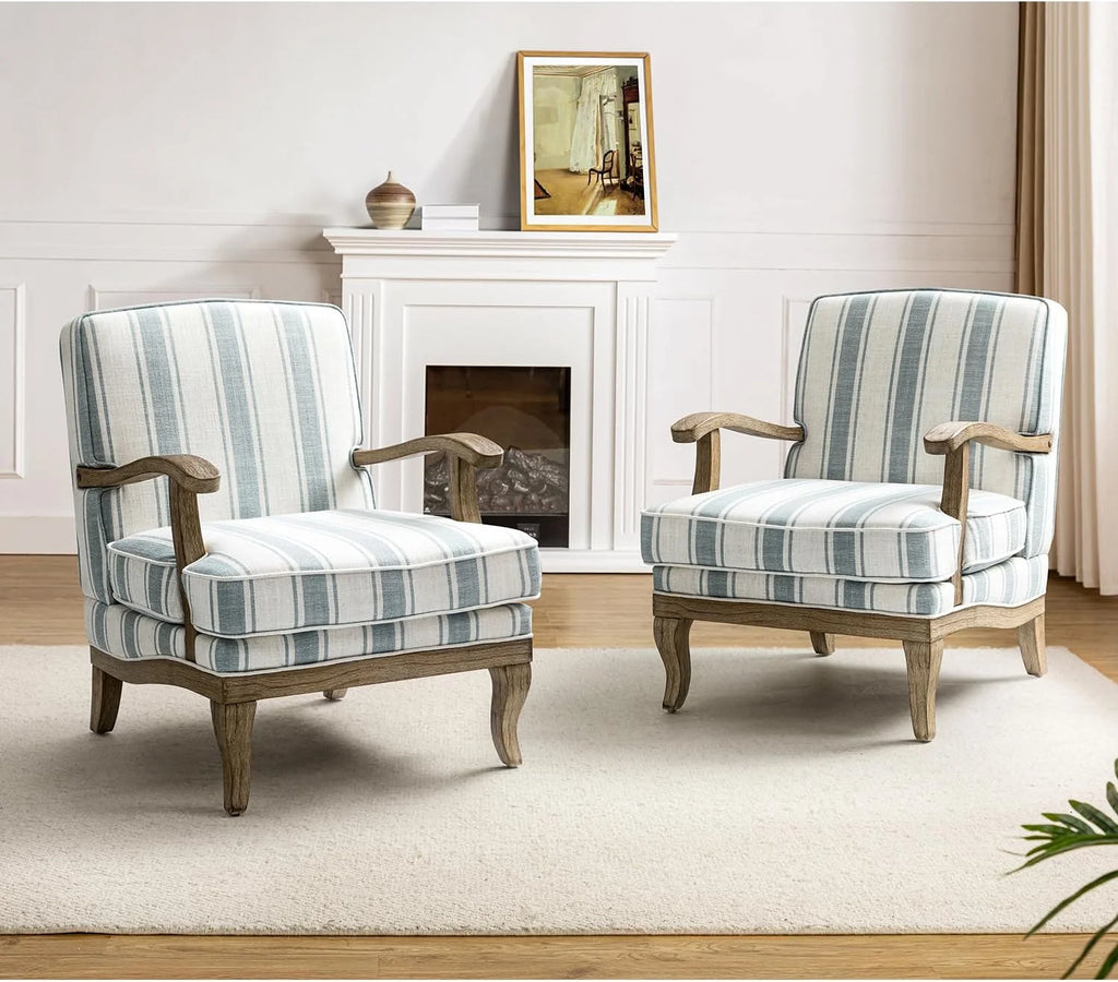 Blue Upholstered Accent Chair Set Of 2 Q27305