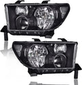 Headlights for 2007-2013 Toyota Tundra 2008-2017 Sequoia, Left+Right Clear Lens Chrome Housing Amber Reflector N55347
