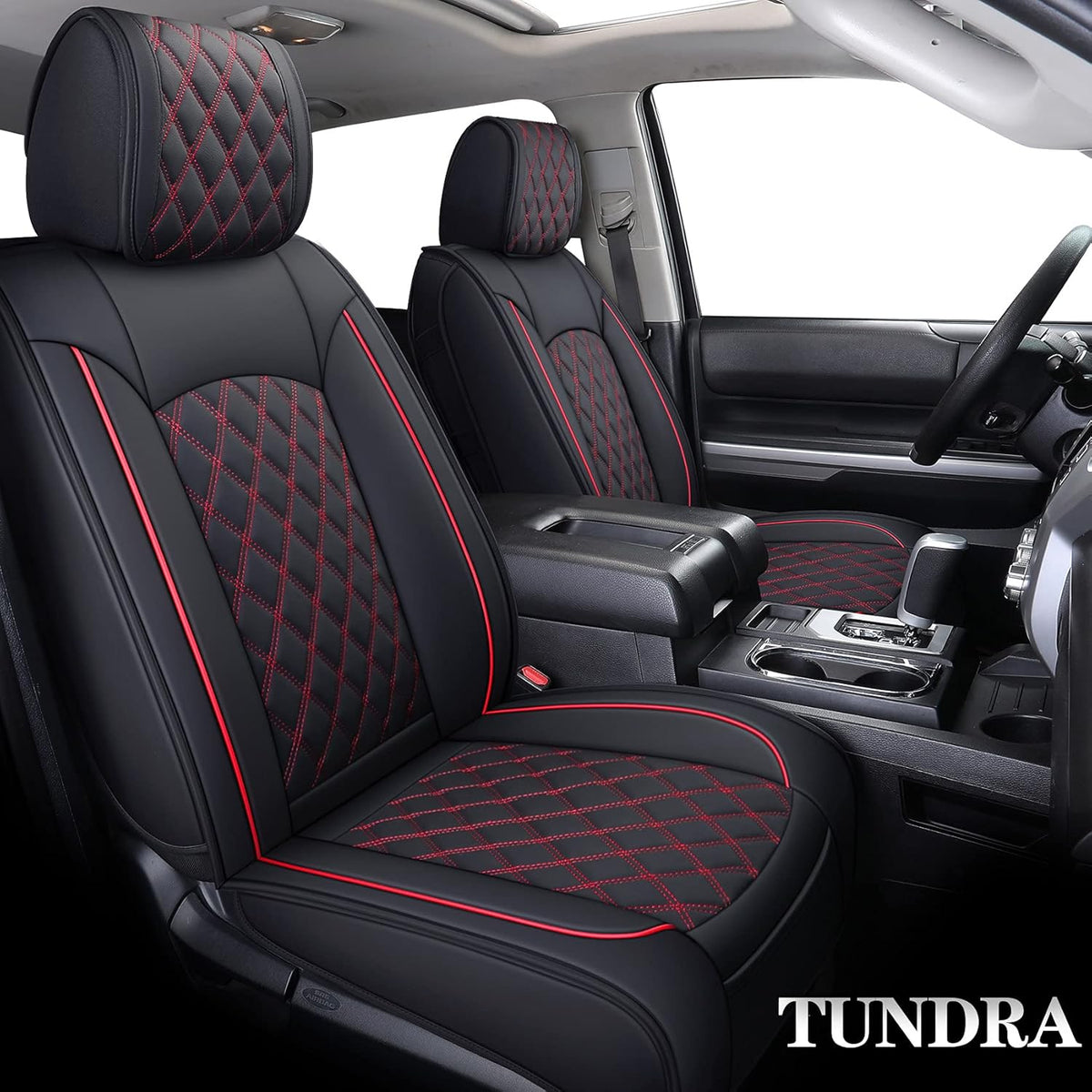 Black Leather Seat Covers for Toyota Tundra Crewmax Double Cab Split Bench 40/60 5 PCS Full Set T9924