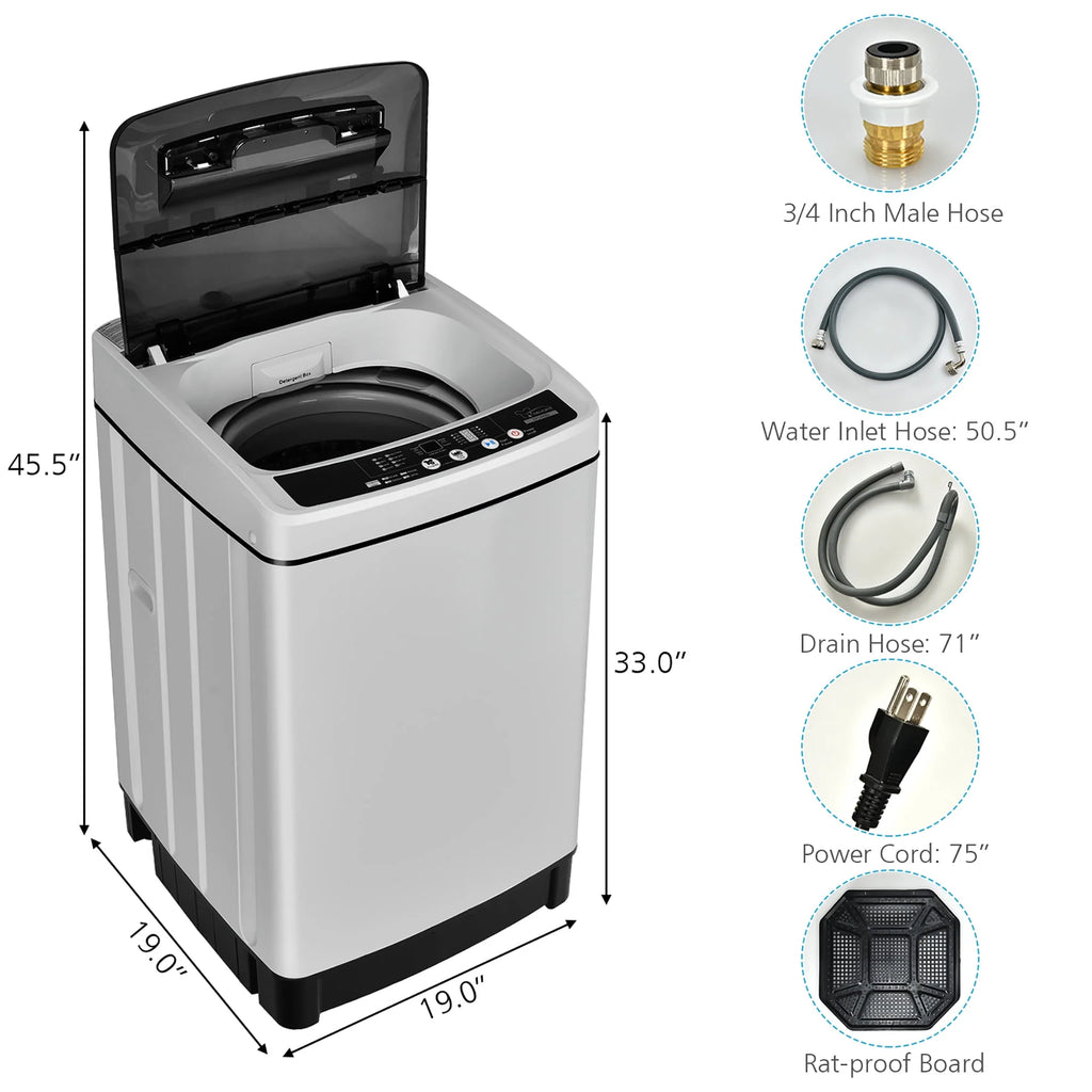 1.5 Cu.Ft 11 LBS Full-Automatic Washer & Dryer Grey C485