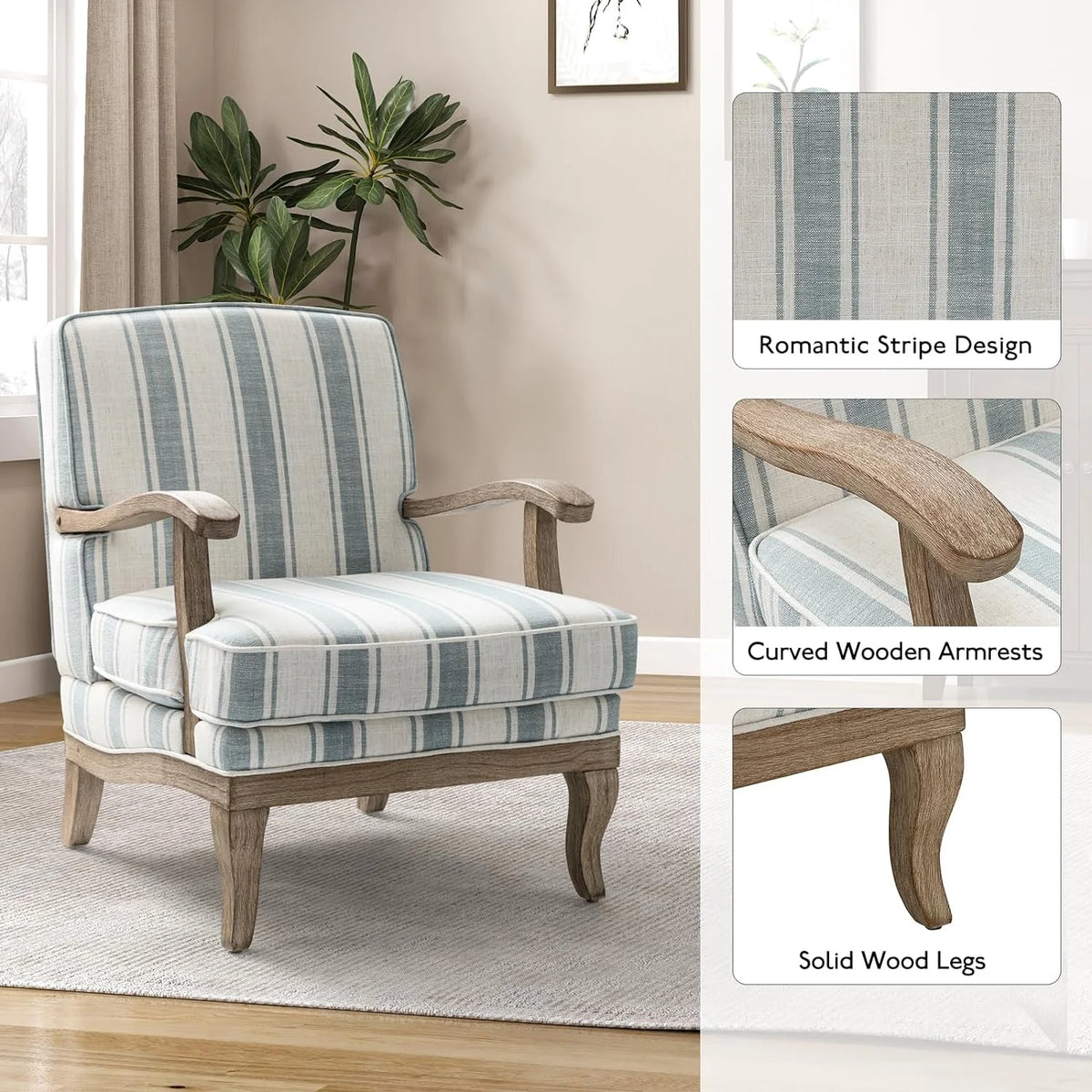 Blue Upholstered Accent Chair Set Of 2 Q27305