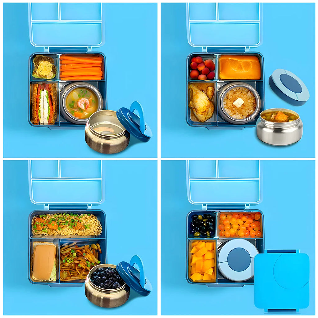Blue Leak Proof Bento Box with Thermos Food Jar U1167
