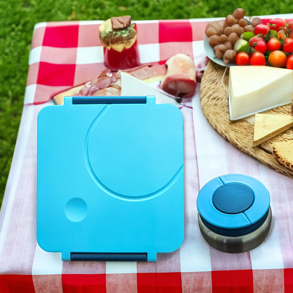Blue Leak Proof Bento Box with Thermos Food Jar U1167