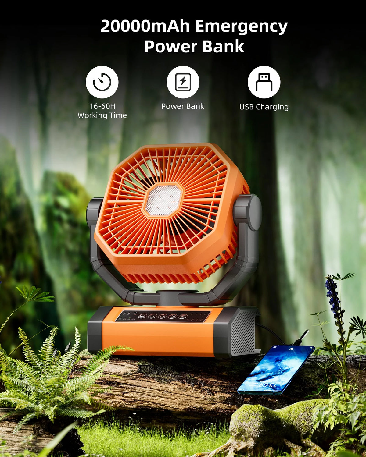 Portable Camping Fan 20000mAh Rechargeable with LED Lantern P893162