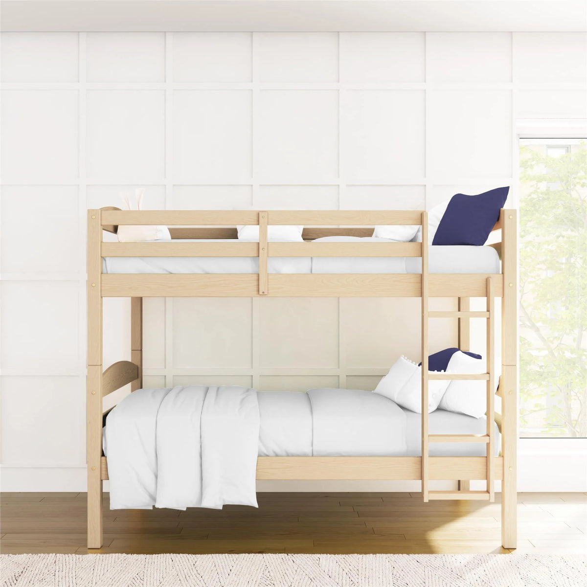 Solid Wood Twin-over-Twin Convertible Bunk Bed Z288