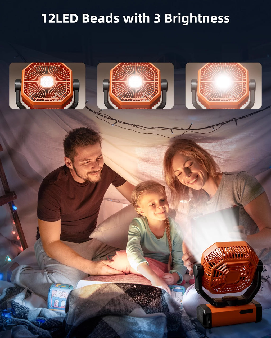 Portable Camping Fan 20000mAh Rechargeable with LED Lantern P893162